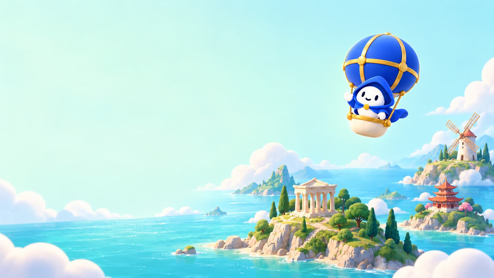 Virgil travels among literary islands by balloon